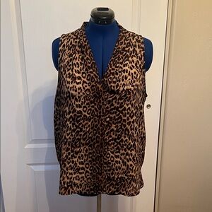 Vince Camuto Brown Leopard Print Blouse